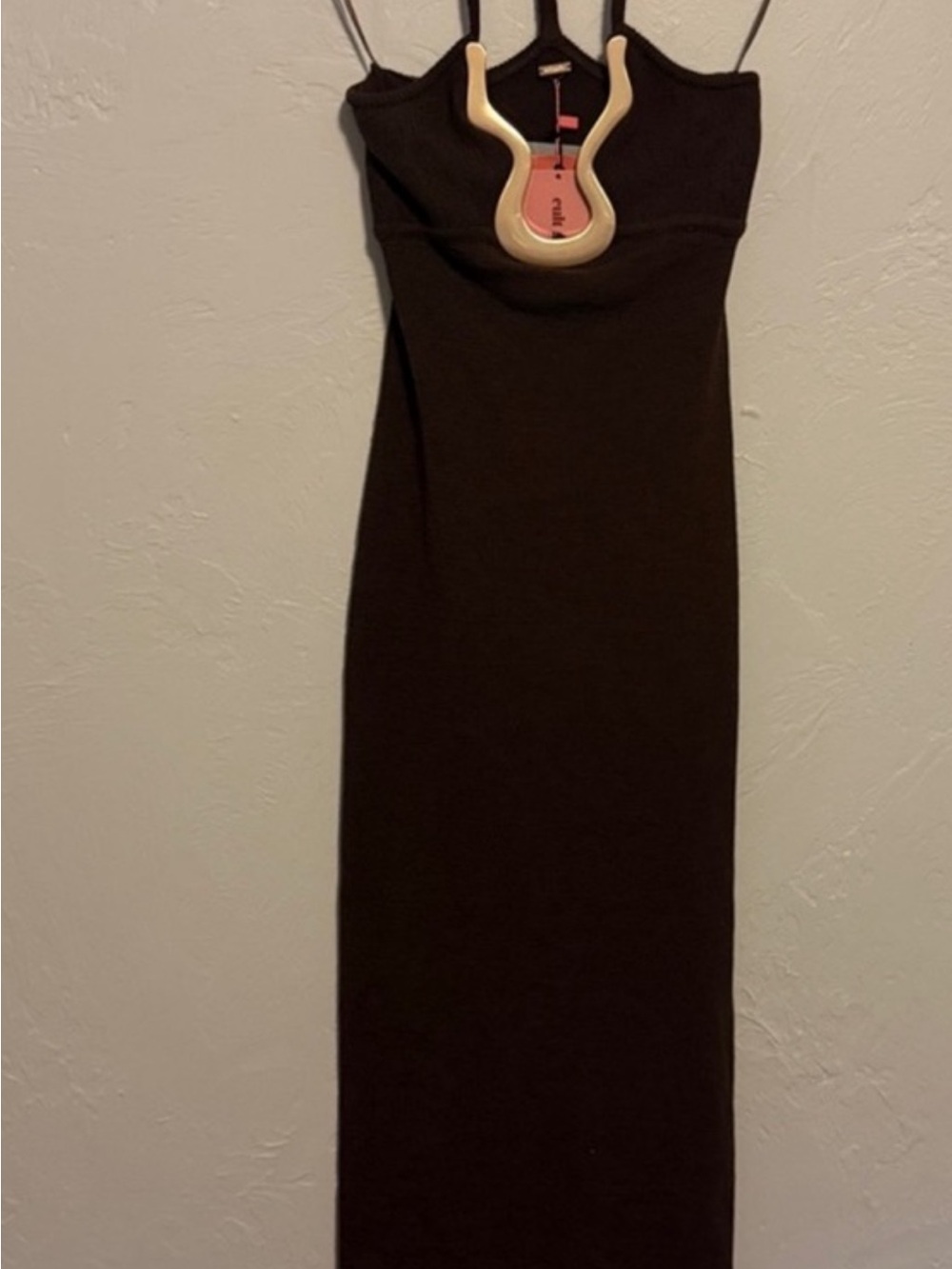 Cult Gaia Valma Halter Brown Dress with Gold Trim - Picture 7 of 11